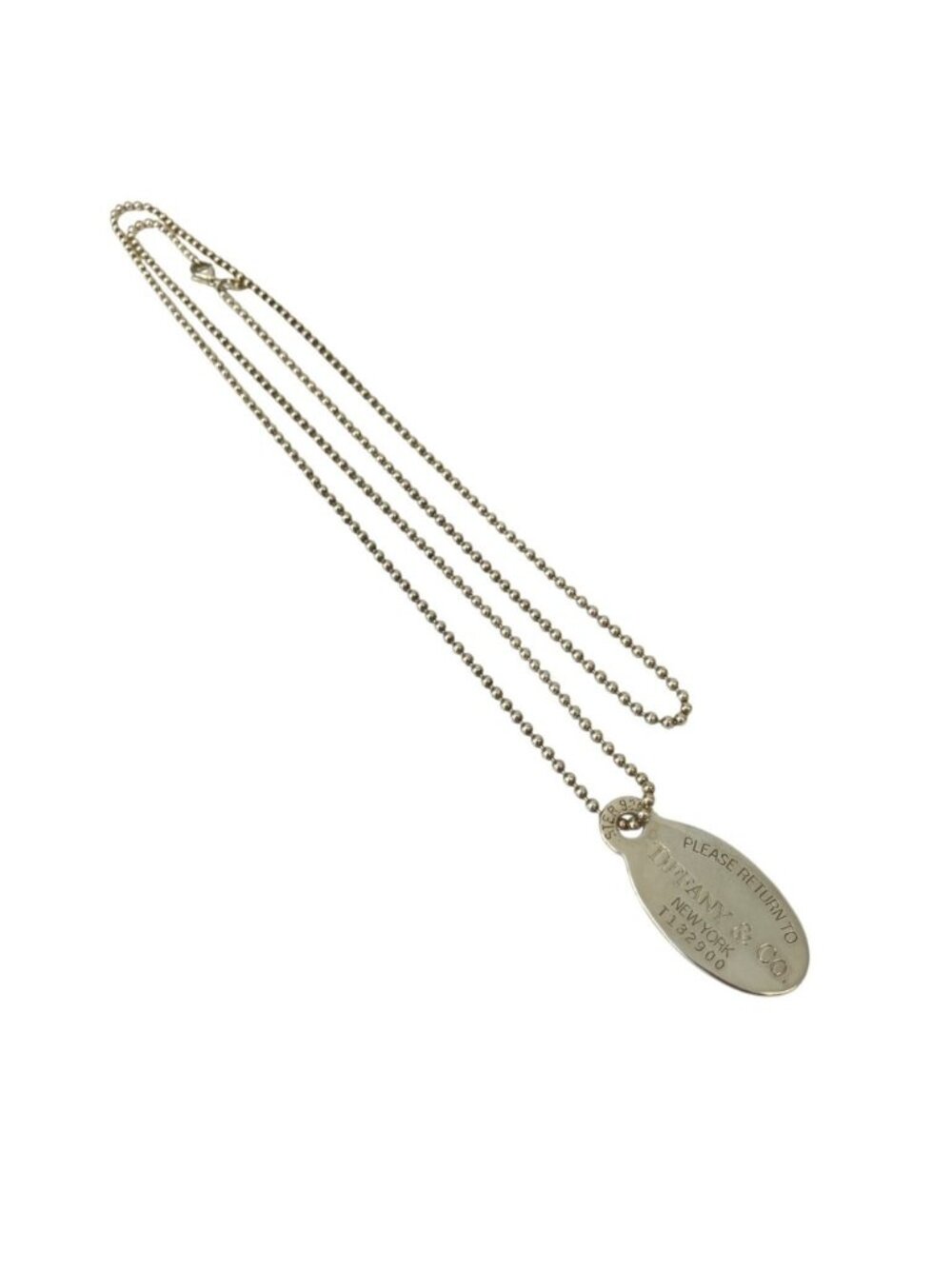 Tiffany & Co 925 Sterling Silver Ball Chain Return to Tiffany Oval Tags Necklace